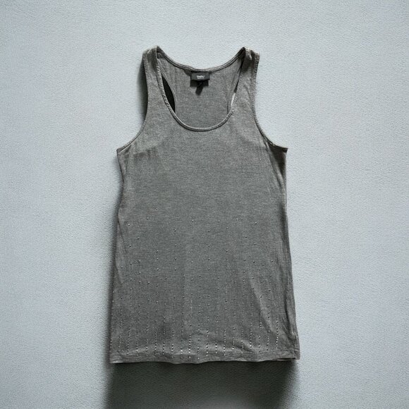 Mossimo Womens Racer Back Tank Top M Gray Studded Details Layering Summer Casual - Picture 1 of 7